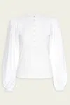 Frame Femme Puff Sleeve Henley In White