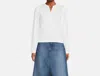 Frame Femme Puff Sleeve Henley Top In White In White