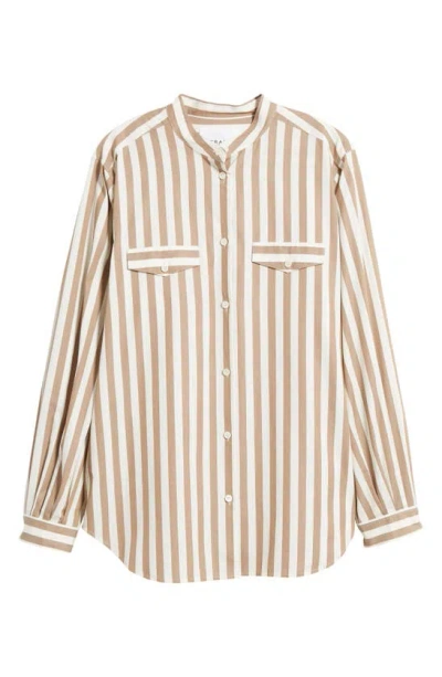 Frame Brown And White Femme Stripe-print Shirt In Neutrals