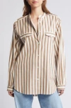 Frame Cotton Striped Shirt In Mocha Multi