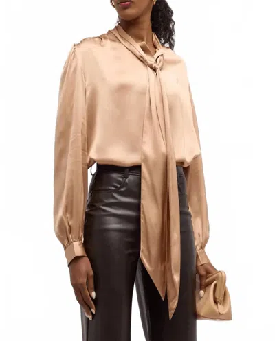 Frame Femme Tie Neck Blouse In Blush