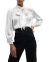 Frame Femme Tie Neck Blouse In Ivory In White