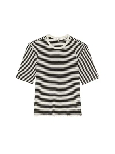 Frame Fine Rib Crewneck T-shirt In Black