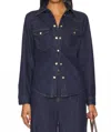 Frame Fitted Heritage Long Sleeve Shirt In Rinse In Blue