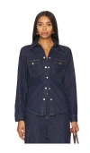 Frame Fitted Heritage Long Sleeve Shirt In Rinse In Rinse