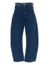 Frame The Bubble Blue Jeans With Structured Leg And Turn-up Hem In Denim Woman