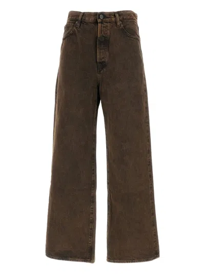 Frame Five-pocket Wide-leg Jeans In Brown