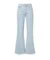 Frame The Lax Frayed High Waist Flare Jeans In Blue