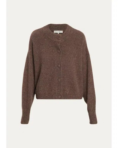 Frame Flecked Wool-cashmere Cardigan In Brown