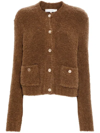 Frame Fleece Cardigan In Camel