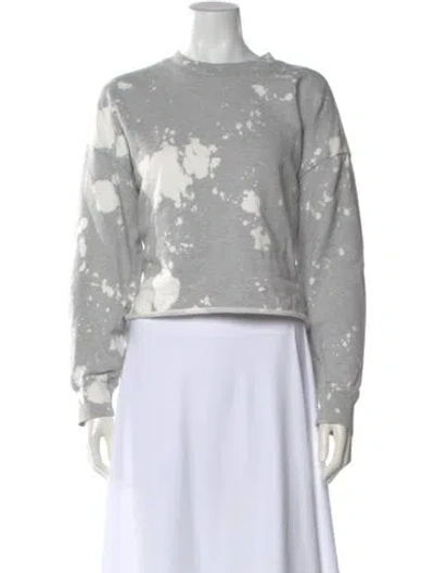 Pre-owned Frame Floral Print Crew Neck Sweatshirt In Gray