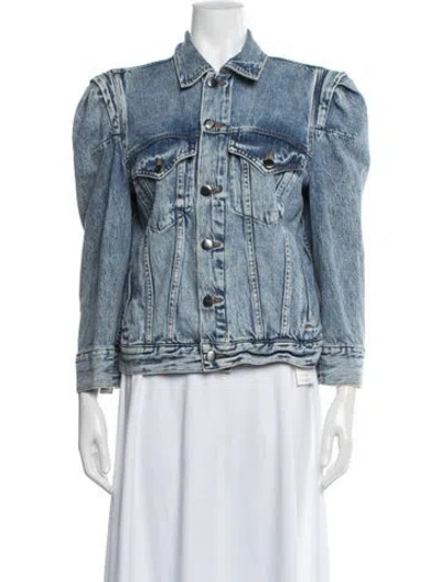 Pre-owned Frame Floral Print Denim Jacket In Blue