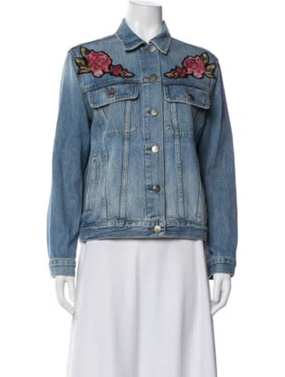 Pre-owned Frame Floral Print Denim Jacket In Blue