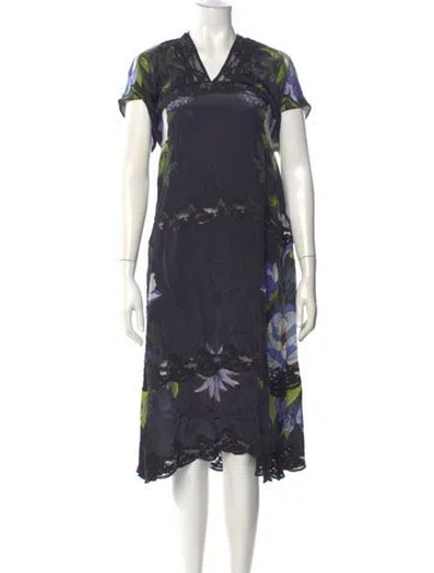 Pre-owned Frame Floral Print Long Dress In Blue