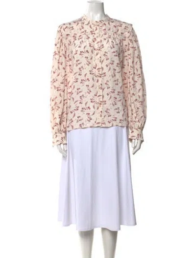 Pre-owned Frame Floral Print Long Sleeve Blouse In Multi