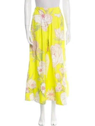 Pre-owned Frame Floral Print Midi Length Skirt In Yellow
