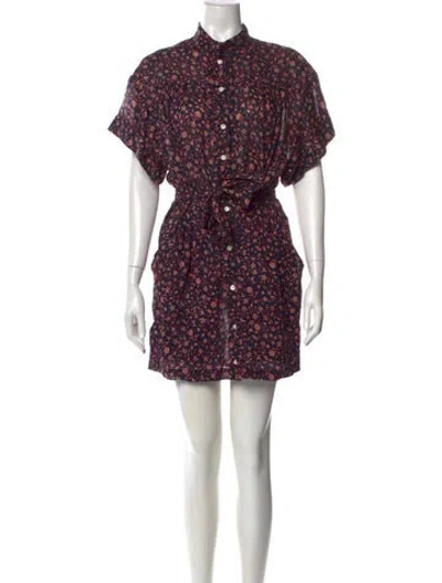 Pre-owned Frame Floral Print Mini Dress In Blue