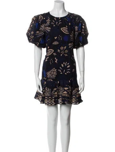 Pre-owned Frame Floral Print Mini Dress In Blue