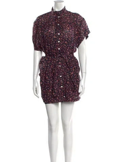 Pre-owned Frame Floral Print Mini Dress In Blue