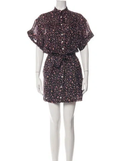 Pre-owned Frame Floral Print Mini Dress In Blue