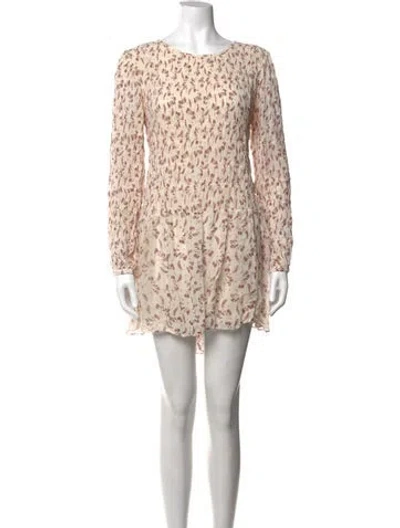 Pre-owned Frame Floral Print Mini Dress In Neutrals