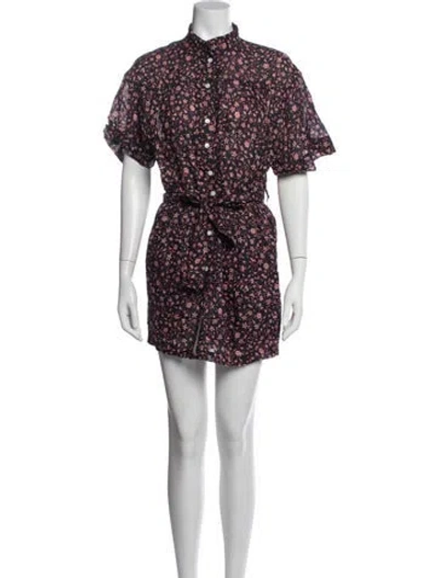 Pre-owned Frame Floral Print Mini Dress W/ Tags In Blue