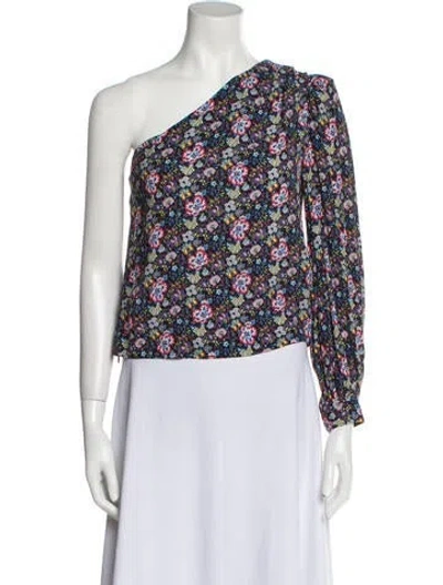 Pre-owned Frame Floral Print One-shoulder Blouse In Multi