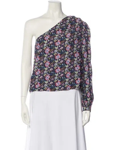 Pre-owned Frame Floral Print One-shoulder Blouse W/ Tags In Blue