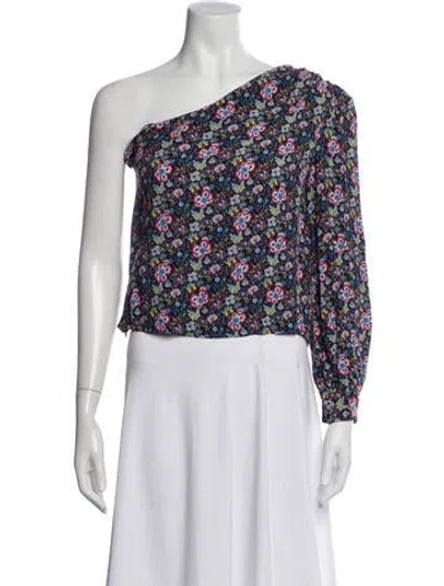 Pre-owned Frame Floral Print One-shoulder Blouse In White