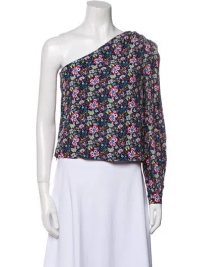 Pre-owned Frame Floral Print One-shoulder Crop Top In Multi