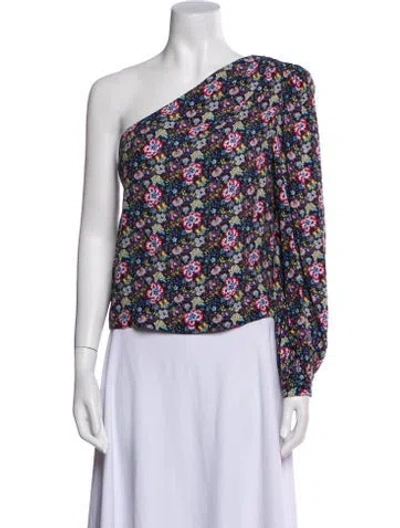 Pre-owned Frame Floral Print One-shoulder Top In Multi