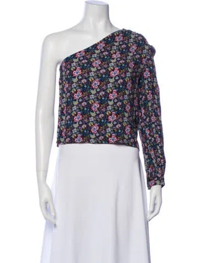 Pre-owned Frame Floral Print One-shoulder Top In Multi