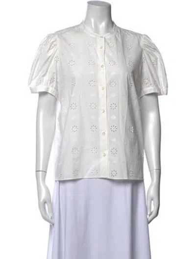 Pre-owned Frame Floral Print Short Sleeve Blouse In Multi