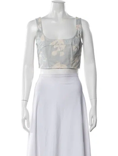 Pre-owned Frame Floral Print Square Neckline Crop Top