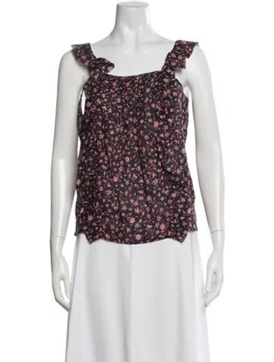 Pre-owned Frame Floral Print Square Neckline Top In Multi