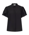 Frame Arcadia Lace-trimmed Silk Blouse In Black