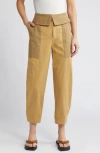 Frame Foldover Trouser Pants In Light Tan Multi