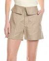 Frame Foldover Linen-blend Short In Beige