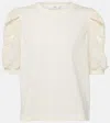 Frame Frankie Lace-trimmed Cotton Jersey Top In Neutrals