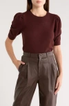 Frame Frankie Puff Short Sleeve Sweater In Brown