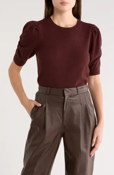 Frame Frankie Puff Short Sleeve Sweater In Brown