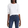 Frame Frankie Puff Sleeve Organic Cotton Knit Top In Blanc