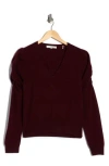 Frame Frankie V-neck Wool Blend Sweater In Red
