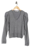 Frame Frankie V-neck Wool Blend Sweater In Gray
