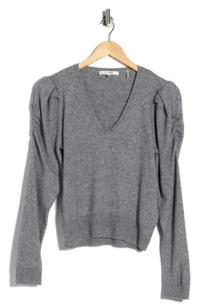 Frame Frankie V-neck Wool Blend Sweater In Gray