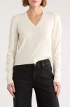 Frame Frankie V-neck Wool Blend Sweater In White