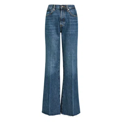Frame The Lax Distressed Flared-leg Denim Jeans In Blue
