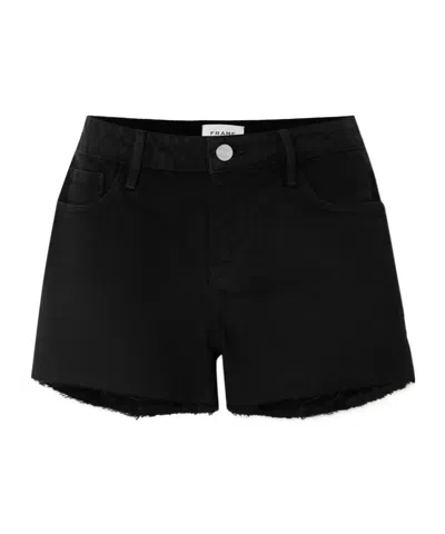 Frame Frayed Denim Shorts In Black