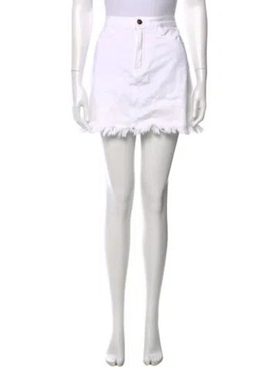 Pre-owned Frame Fringe Trim Accent Mini Skirt In White