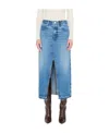 Frame The Midaxi Split-hem Denim Midi Skirt In Blue